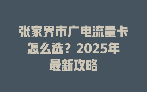 张家界市广电流量卡怎么选？2025年最新攻略