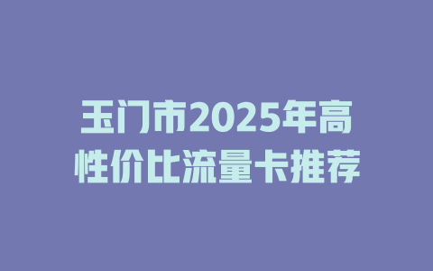 玉门市2025年高性价比流量卡推荐