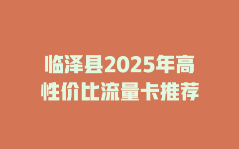 临泽县2025年高性价比流量卡推荐