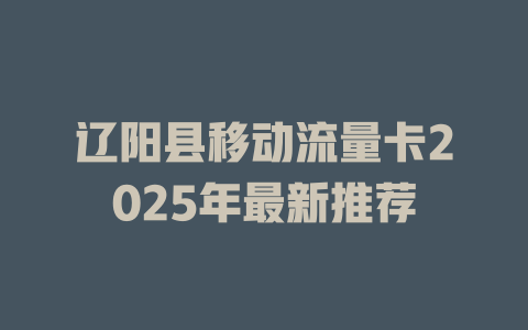 辽阳县移动流量卡2025年最新推荐
