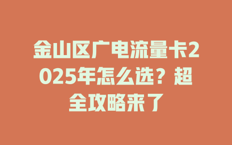 金山区广电流量卡2025年怎么选？超全攻略来了