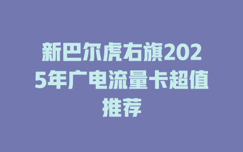 新巴尔虎右旗2025年广电流量卡超值推荐