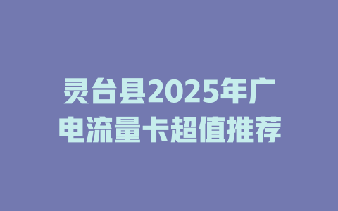 灵台县2025年广电流量卡超值推荐