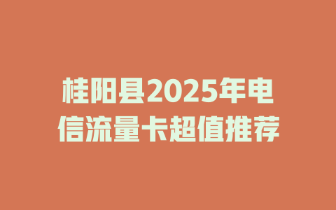 桂阳县2025年电信流量卡超值推荐