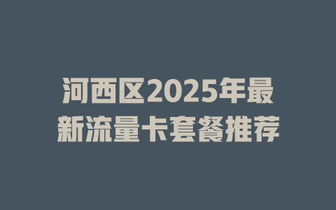 河西区2025年最新流量卡套餐推荐