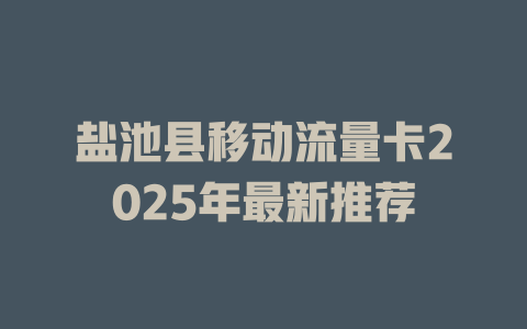 盐池县移动流量卡2025年最新推荐