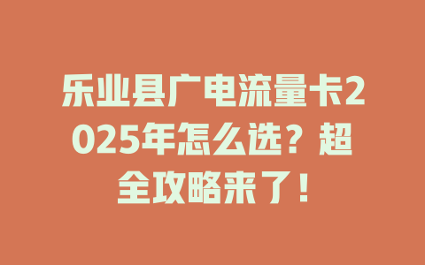 乐业县广电流量卡2025年怎么选？超全攻略来了！