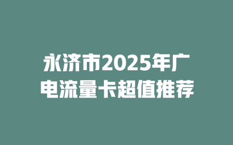 永济市2025年广电流量卡超值推荐