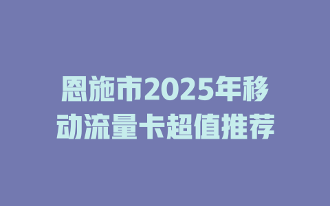 恩施市2025年移动流量卡超值推荐