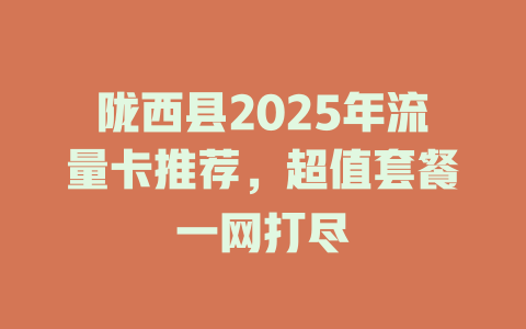陇西县2025年流量卡推荐，超值套餐一网打尽