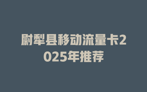 尉犁县移动流量卡2025年推荐
