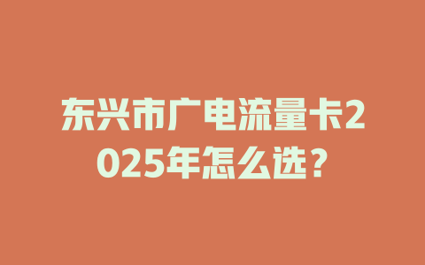 东兴市广电流量卡2025年怎么选？