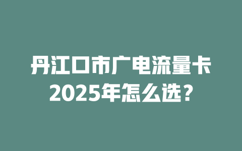 丹江口市广电流量卡2025年怎么选？