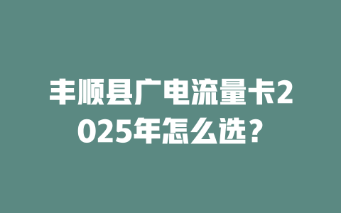 丰顺县广电流量卡2025年怎么选？