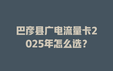 巴彦县广电流量卡2025年怎么选？