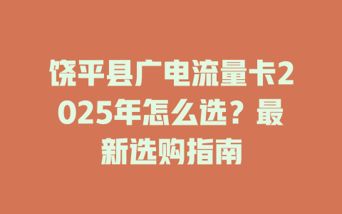 饶平县广电流量卡2025年怎么选？最新选购指南