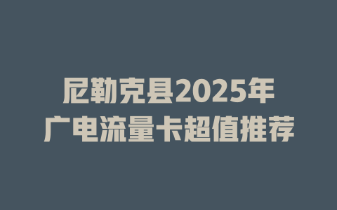 尼勒克县2025年广电流量卡超值推荐