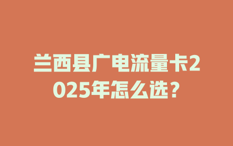 兰西县广电流量卡2025年怎么选？
