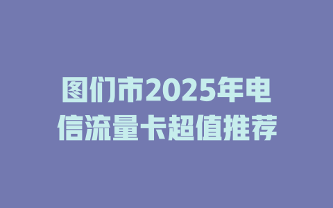 图们市2025年电信流量卡超值推荐