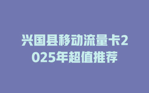兴国县移动流量卡2025年超值推荐
