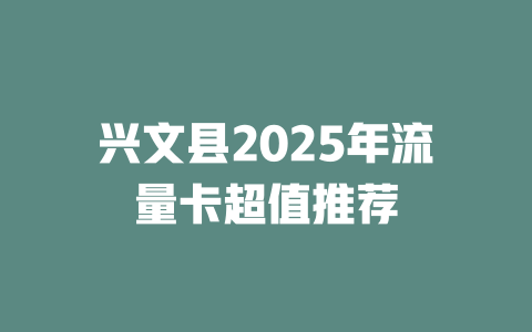 兴文县2025年流量卡超值推荐