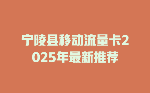 宁陵县移动流量卡2025年最新推荐
