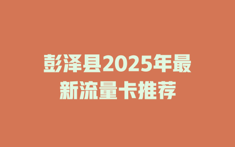彭泽县2025年最新流量卡推荐
