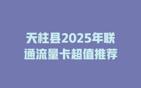 天柱县2025年联通流量卡超值推荐