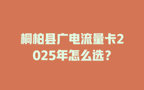 桐柏县广电流量卡2025年怎么选？