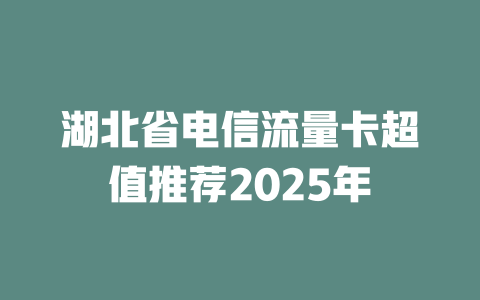 湖北省电信流量卡超值推荐2025年