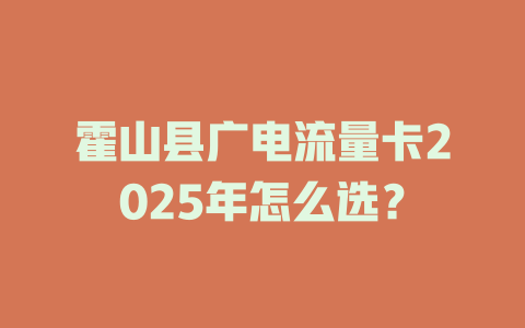 霍山县广电流量卡2025年怎么选？