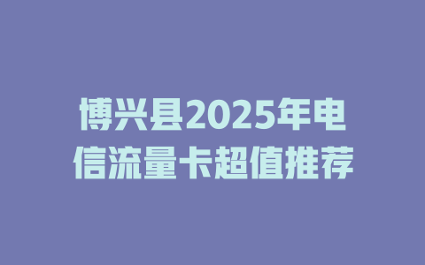 博兴县2025年电信流量卡超值推荐