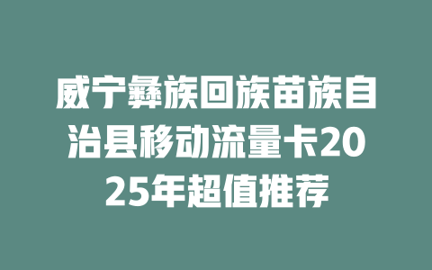 威宁彝族回族苗族自治县移动流量卡2025年超值推荐