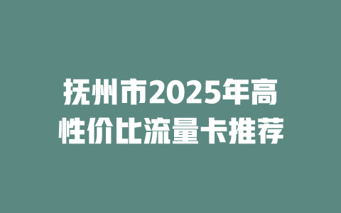 抚州市2025年高性价比流量卡推荐