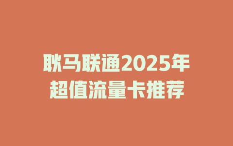 耿马联通2025年超值流量卡推荐