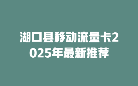 湖口县移动流量卡2025年最新推荐