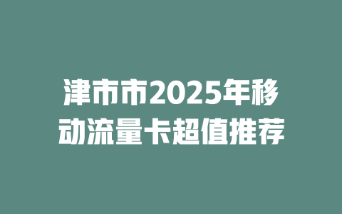津市市2025年移动流量卡超值推荐