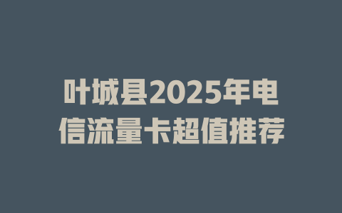 叶城县2025年电信流量卡超值推荐