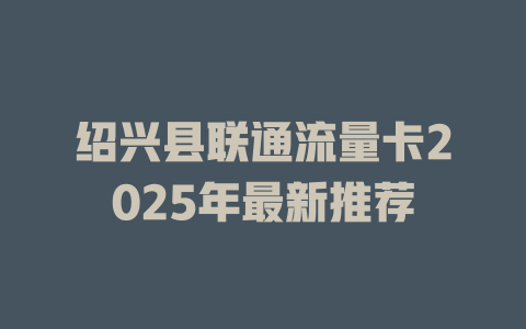 绍兴县联通流量卡2025年最新推荐
