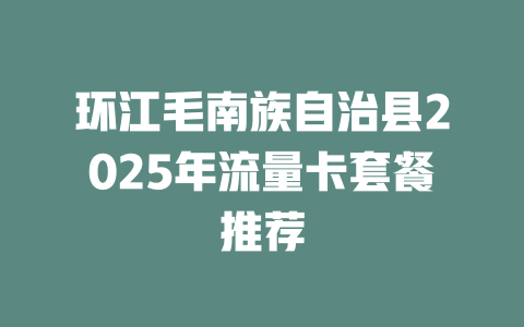 环江毛南族自治县2025年流量卡套餐推荐