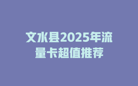 文水县2025年流量卡超值推荐