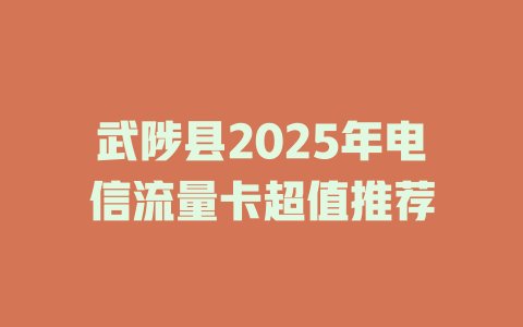 武陟县2025年电信流量卡超值推荐