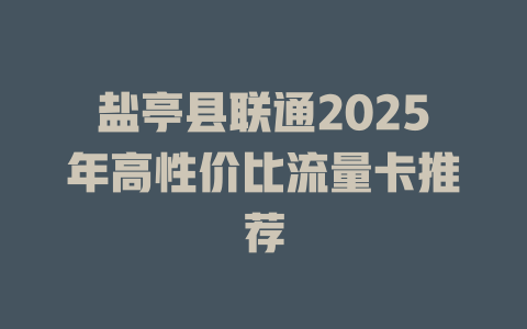 盐亭县联通2025年高性价比流量卡推荐