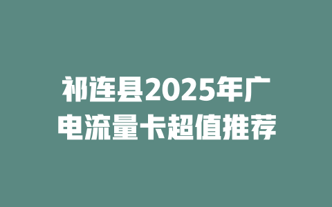 祁连县2025年广电流量卡超值推荐