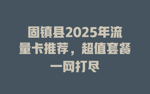 固镇县2025年流量卡推荐，超值套餐一网打尽
