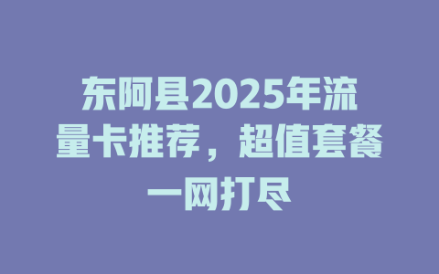 东阿县2025年流量卡推荐，超值套餐一网打尽
