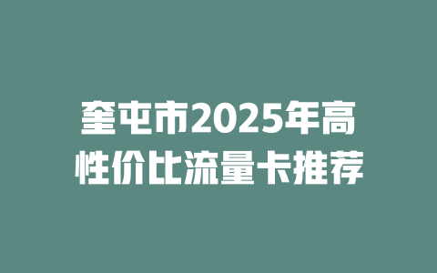 奎屯市2025年高性价比流量卡推荐