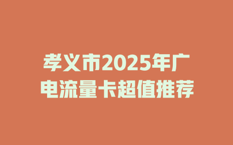 孝义市2025年广电流量卡超值推荐