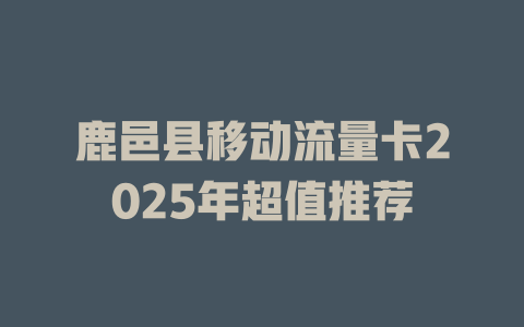 鹿邑县移动流量卡2025年超值推荐