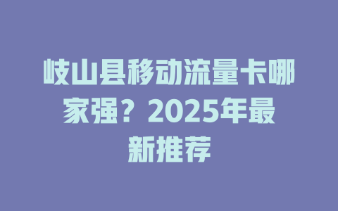 岐山县移动流量卡哪家强？2025年最新推荐
